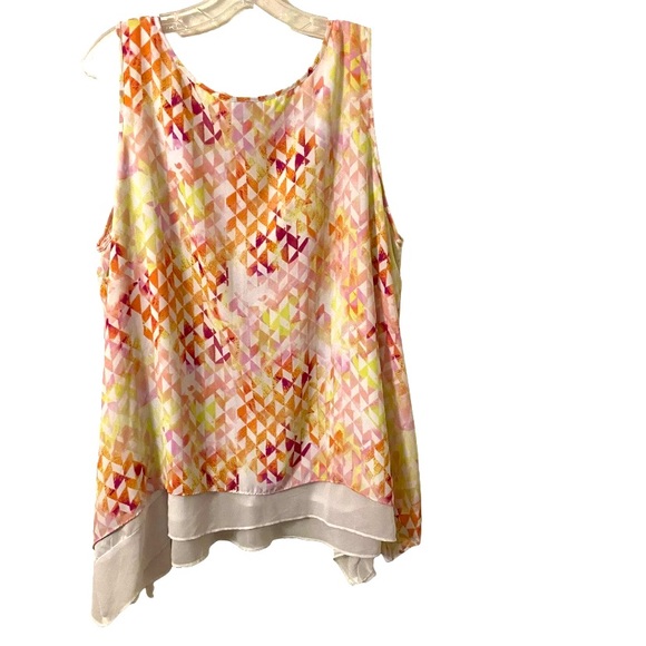 Worthington Women’s Sleeveless Lined Handkerchief Style Pullover Blouse - Picture 2 of 4